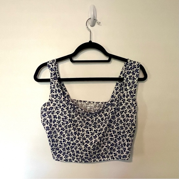 Reformation Rika Crop Top & Wrap Skirt Two-Piece Set in Bombay Blue/White SZ XL - Picture 5 of 9